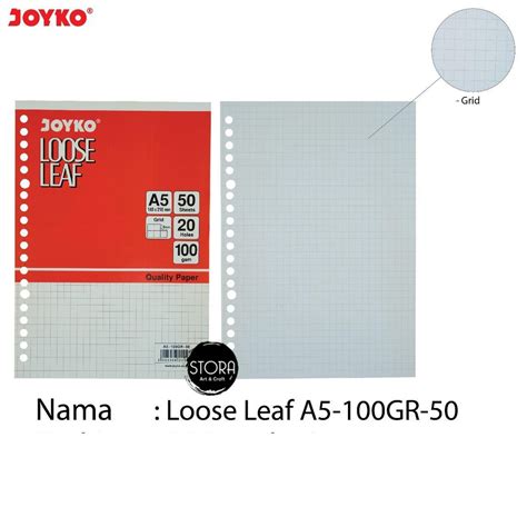 Jual Kertas Binder Joyko Loose Leaf Grid Kotak 5x5mm A5 100Gsm 50