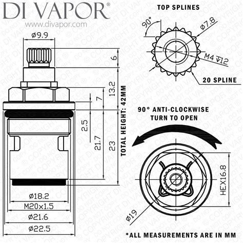 Mm Inch Ceramic Disc Cartridge Anti Clockwise Open Turn