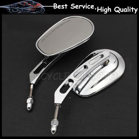 Chrome Rear View Mirrors Pair For Harley Davidson Flstc Fxdb Dyna Fxdf