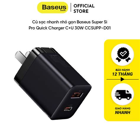 Củ sạc nhanh nhỏ gọn Baseus Super Si Pro Quick Charger C U 30W CCSUPP