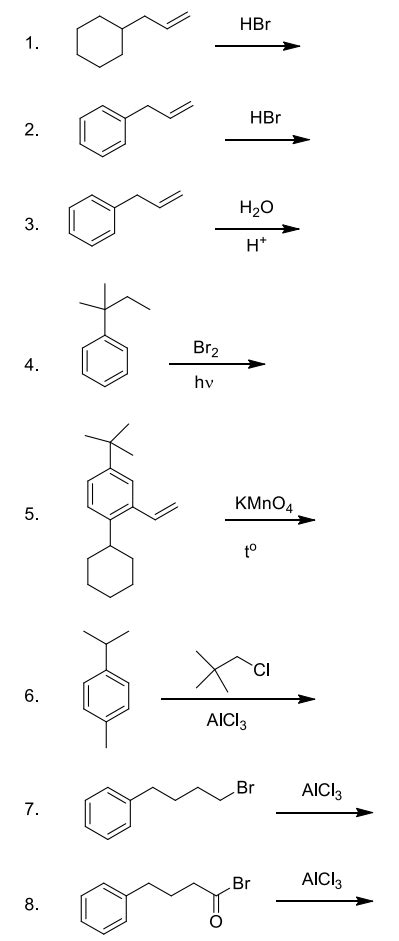 Solved 1 2 3 4 5 6 7 8 Br₂ hv HBr HBr H₂O H KMnO4 Chegg