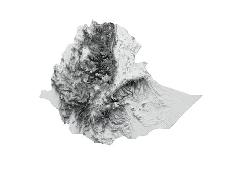 Ethiopia Map Shaded Relief Grey Color Height Map 3d Illustration