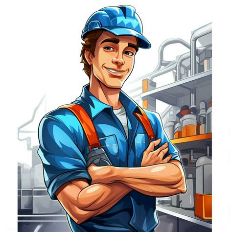 Factory Worker 2d Cartoon Illustraton On White Background 30687271