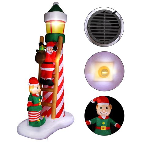 MorTime 8 FT Christmas Inflatable Santa Claus Climbing Chimney Blow Up