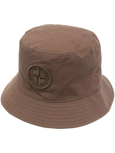 Stone Island Embroidered Logo Bucket Hat Green Farfetch Uk