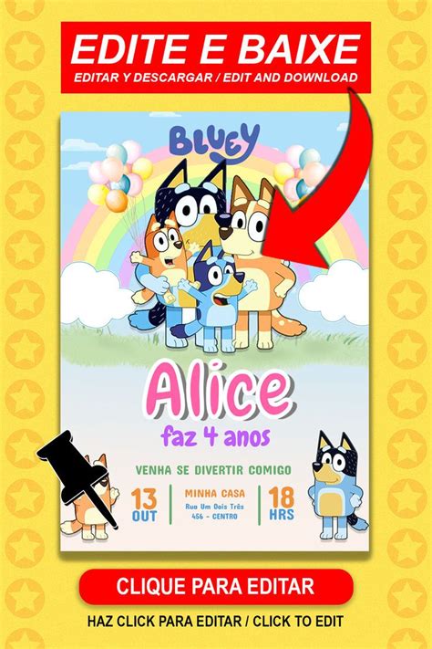 Fazer Convite Online Convite Digital Anivers Rio Bluey Bingo