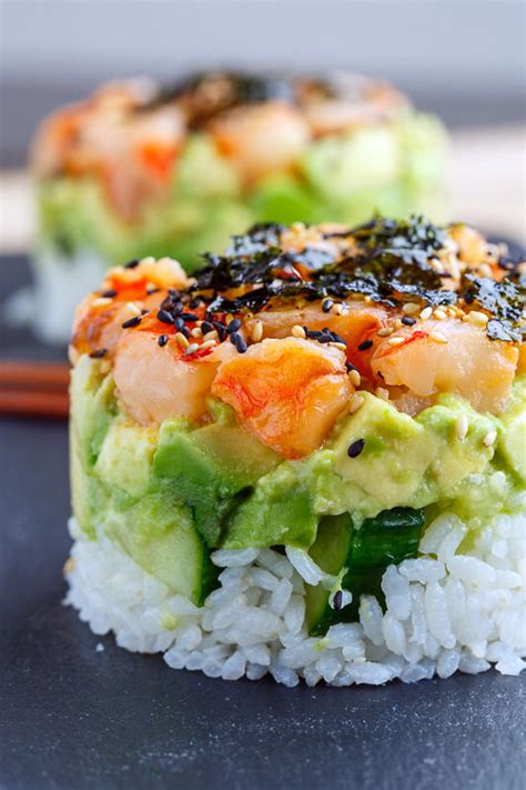 Spicy Shrimp Sushi Stacks Recipe Recipes Sushi Recipes Food