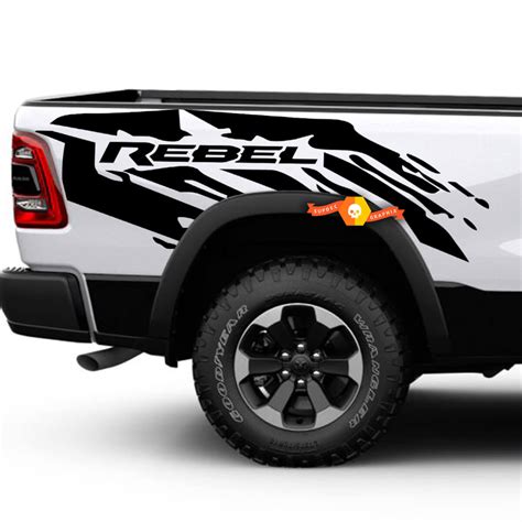 Paire Dodge Ram 1500 Rebel Splash Mud Vinyl Side Decal Truck Vehicle