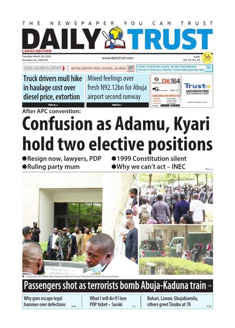 Nigerian Newspapers Daily Front Pages Review Tuesday 29 March 2022