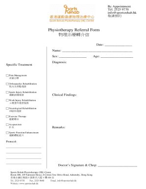 Fillable Online Physiotherapy Referral Form Docx Fax Email