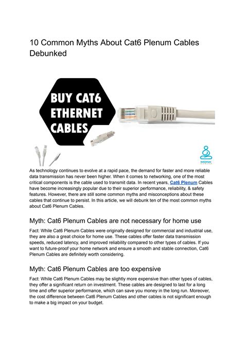 10 Common Myths About Cat6 Plenum Cables Debunked By Monkcables Issuu