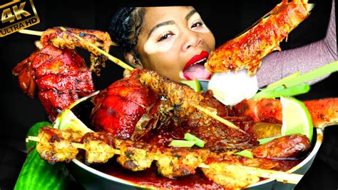 Asmr Giant King Crab Lobster Shrimp Drenched In Seafood Boil Sauce