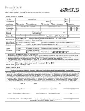 Fillable Online INDIVIDUAL APPLICATION FORM Group Number The Group