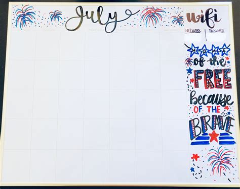 July Chalkboard Calendar Ideas