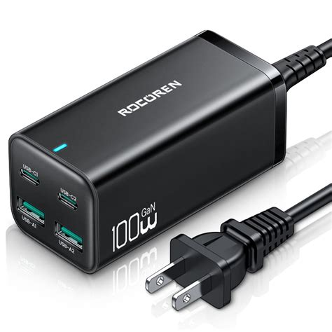 Rocoren 100W USB C Multi Adapter 4 Ports Fast Wall Charger For MacBook