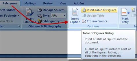 Table Of Figures Index For Images Labels And Tables In Word