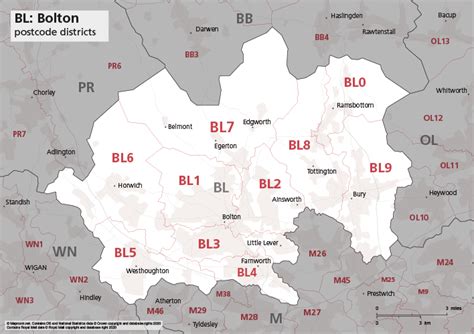 Map of BL postcode districts - Bolton – Maproom