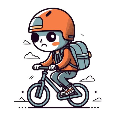 Premium Vector Cute Boy Riding A Bike Vector Illustration In Cartoon