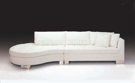 White Full Italian Leather Contemporary Sectional Sofa F48L