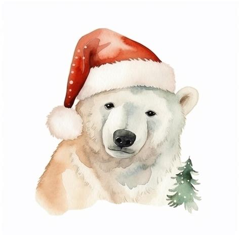 Premium AI Image There Is A Polar Bear Wearing A Santa Hat And A