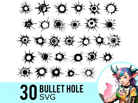 Bullet Hole Svg Bullet Holes Clip Art Bullet Hole Clipart Gunshot