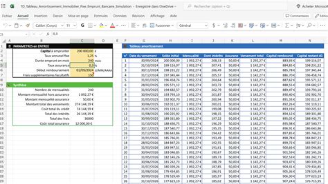 Tableau Amortissement Emprunt Immobilier Excel