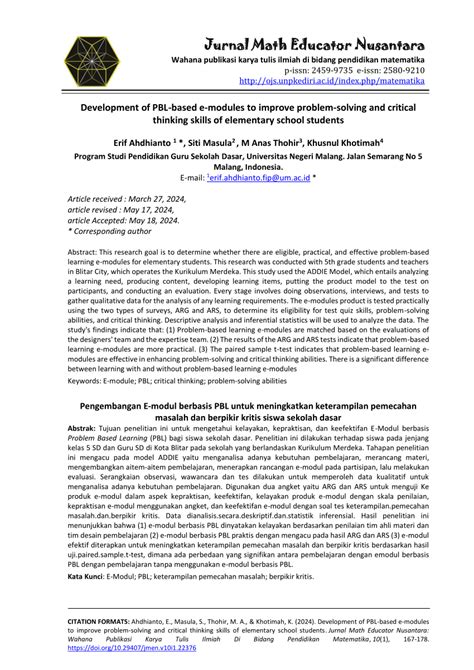 PDF Pengembangan E Modul Berbasis PBL Untuk Meningkatkan Keterampilan