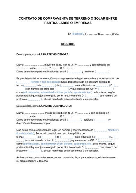 Contrato De Compraventa De Terreno Ejemplos Y Formatos Word Y Pdf Images