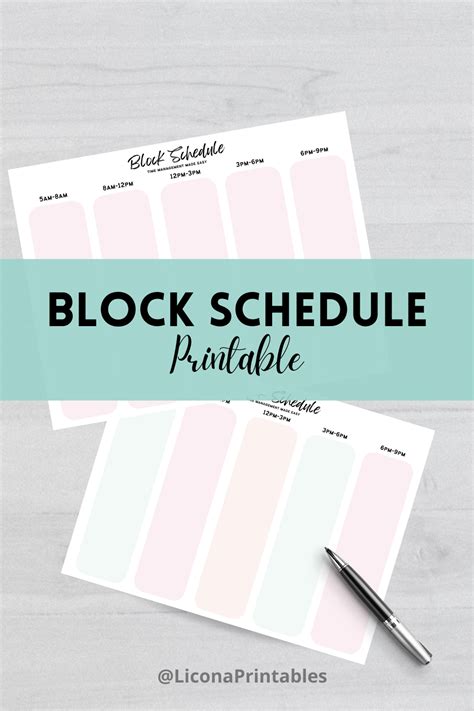 Block Schedule Printable Planner Printable Block Schedule - Etsy ...