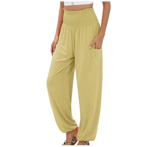 Pxevl High Waisted Stretchy Pants For Women Comfy Classic Wide Legged