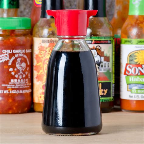 Tablecraft H888cd 5 Oz Red Top Soy Sauce Bottle