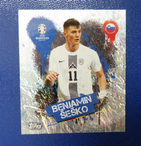 TOPPS UEFA EURO EM 2024 Sticker SVN3 Benjamin Sesko Glitzer Silber EUR