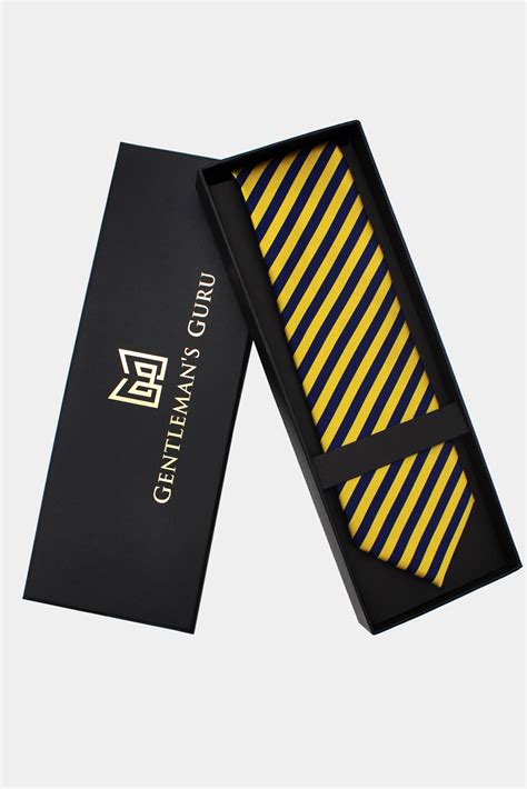 Gold And Navy Blue Striped Tie Set Gentlemans Guru