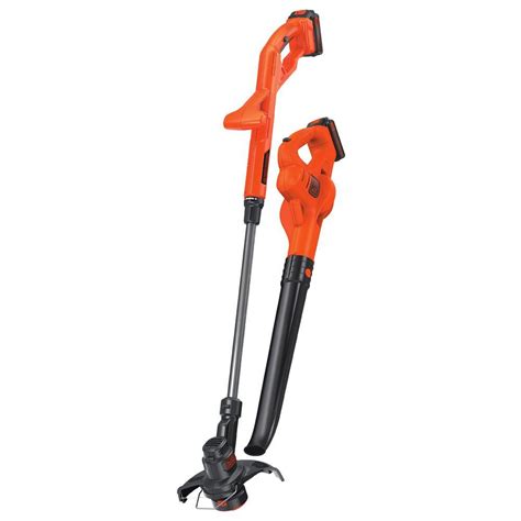 Black Decker 20 Volt Max Lithium Ion Cordless String Trimmer Sweeper Combo Kit 2 Tool With 2