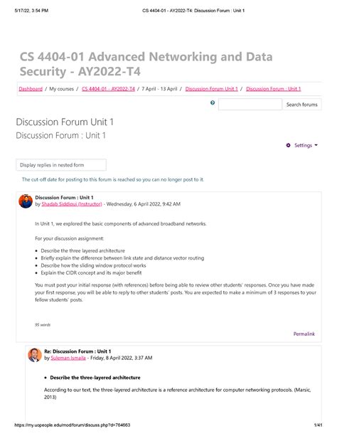 CS 4404 01 AY2022 T4 Discussion Forum Unit 1 Pdf CS 4404 01