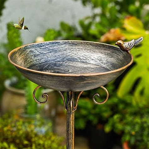 Amazon MNRYLKB Dia 18 W 28 H Large Metal Bird Bath With Stand