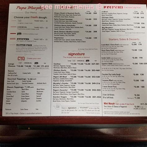 Online Menu Of Papa Murphys Restaurant Kenosha Wisconsin Zmenu