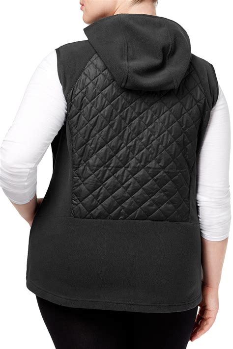 Columbia Plus Black Warmer Days Quilted Hooded Fleece Vest Cheapundies