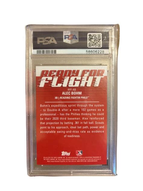 Alec Bohm Topps Pro Debut Ready For Flight Rookie Card Rffab Psa