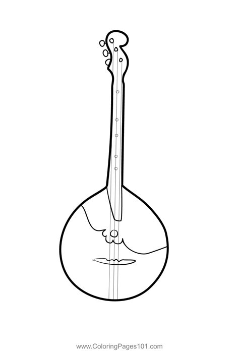 Mandolin Line Coloring Musical Guitar Clipart Pages Instruments Drawing