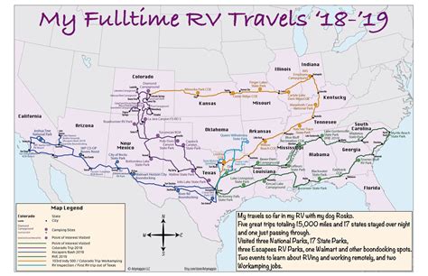 Rving Travel Map Summer Vacation Map Road Trip Map Campgrounds Map ...