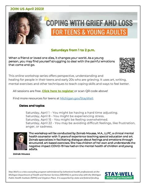 Flyer.. Teen Grief and Loss – April 2023 | MMDHD District Health Department