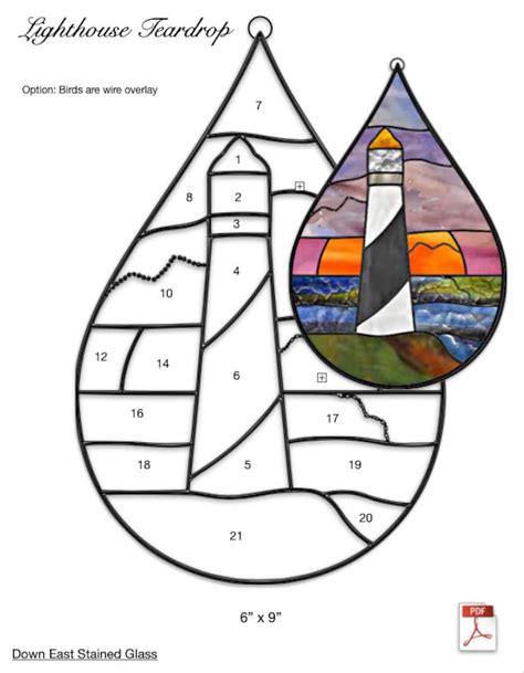 Lighthouse Teardrop Stained Glass Pattern Etsy
