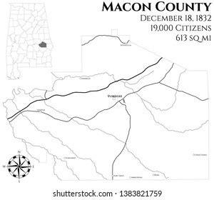 Large Detailed Map Macon County Alabama Stock Vector (Royalty Free ...