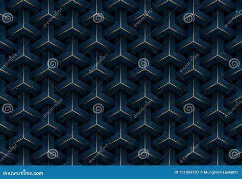 Abstract Seamless Luxury Dark Blue And Gold Geometric Pattern