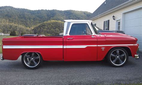 Red Restored Custom Pickup C 10 Short Bed Fleetside 1964