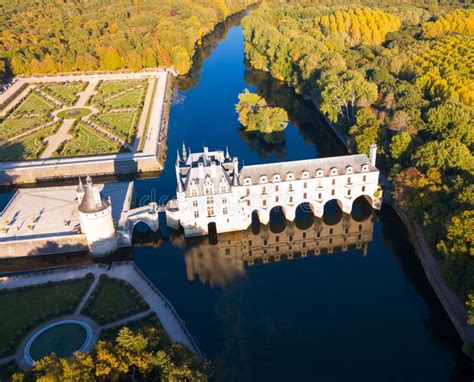 Aerial View of Chateau De Chenonceau Stock Photo - Image of king ...