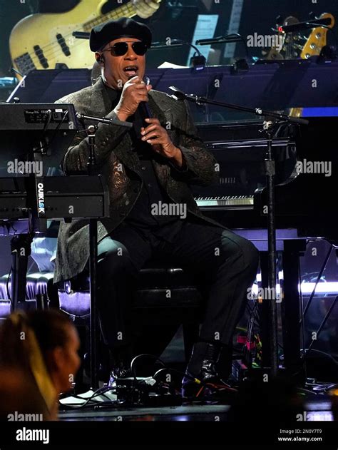 Stevie Wonder performs during a tribute to Motown at the 65th annual ...