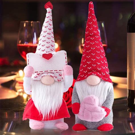 2pcs Valentines Day Gnomes Decorations Handmade Valentine Gnome Decor Mr And Mrs Swedish Tomte