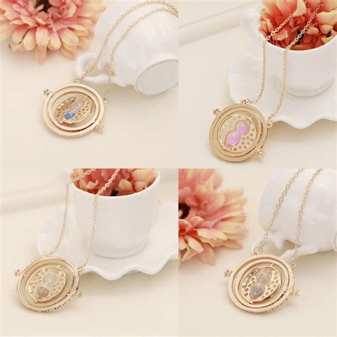 Harry Potter Time Turner Necklace Hermione Granger Rotating Spins Gold